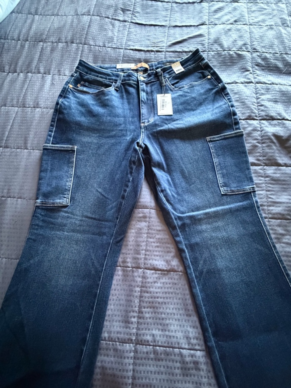 NWT Judy Blue Women’s Dark Wash Bootcut Cargo Jeans Size 16W - Picture 4 of 9